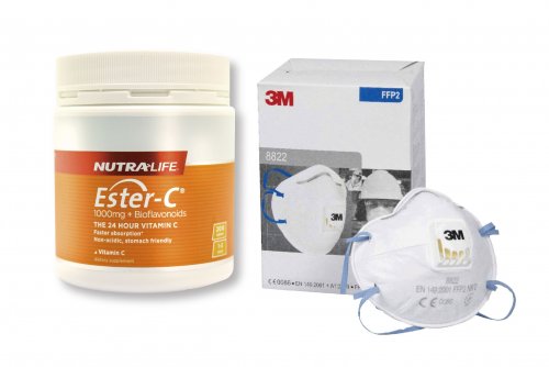 紐樂酯化維C+生物黃銅200粒 加 3M 8822 FFP2 口罩...